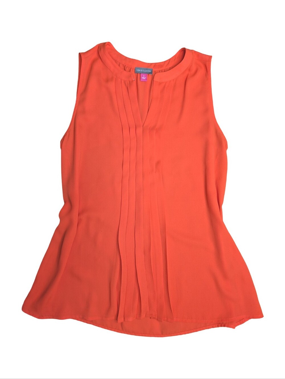 Vince Camuto Orange  Sleeveless Vneck Accodrian Front Tank